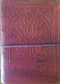 5" x 7" Tree of Life leather blank book w/cord