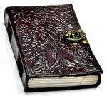 Wolf & Tree of Life leather blank book w/ latch