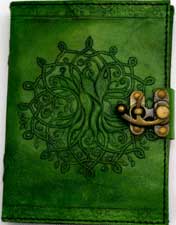 5" x 7" green Tree of Life leather w/ latch